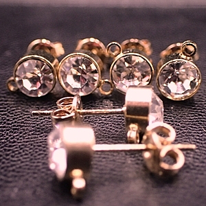 6mm Dark Champagne Gold Finished Rhinestone Ear Studs